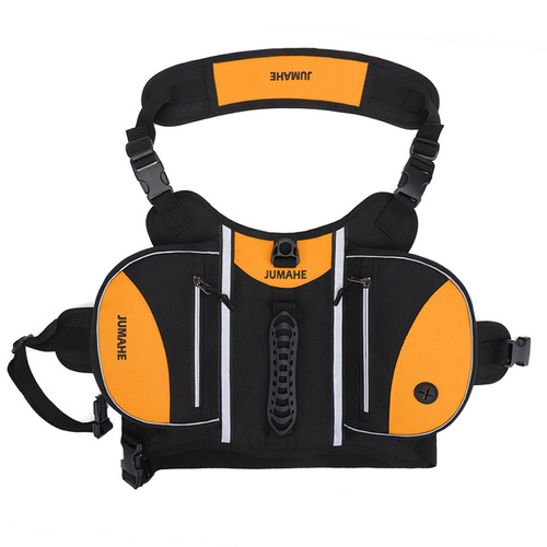 Orange Reflective Dog Saddle Harness with Storage Bags - Adjustable Pet Backpack for Outdoor Adventures - Main Image