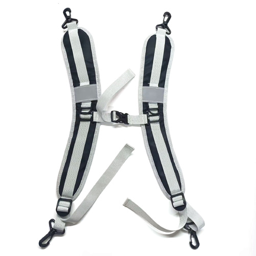Black Adjustable Reflective double Harness with Clips - Versatile Shoulder Strap for Backpacks and Outdoor Gear - Main Image