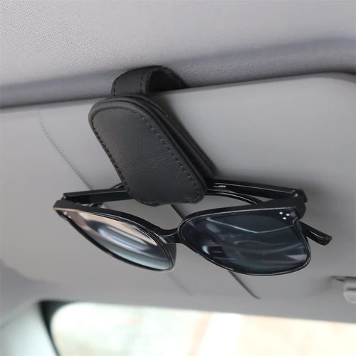 2pcs Black Car Sun Visor Glasses Holder - Universal Sunglasses Clip for Secure Storage - Main Image