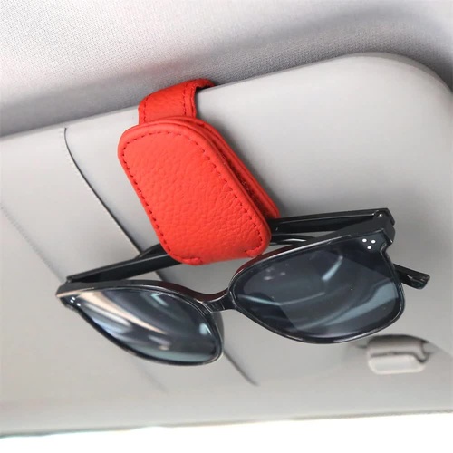 2pcs Red Car Sun Visor Glasses Holder - Universal Sunglasses Clip for Secure Storage - Main Image