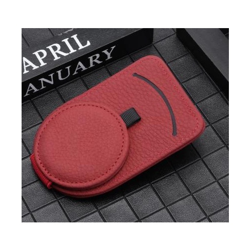 Red Multifunctional Car Sun Visor Glasses Clip with Card Holder - Compact and Convenient - Main Image