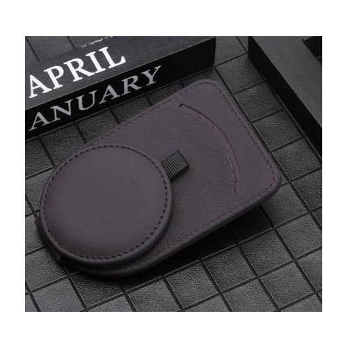 Brown Multifunctional Car Sun Visor Glasses Clip with Card Holder - Compact and Convenient - Main Image