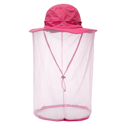 Rose Red Outdoor Mosquito Net Hat - Sun Protection and Insect Repellent Bucket Hat - Main Image
