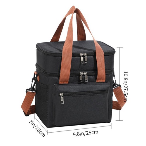 Black Waterproof Insulated Lunch Bag - Leakproof Thermal Cooler for Food and Drinks - Main Image
