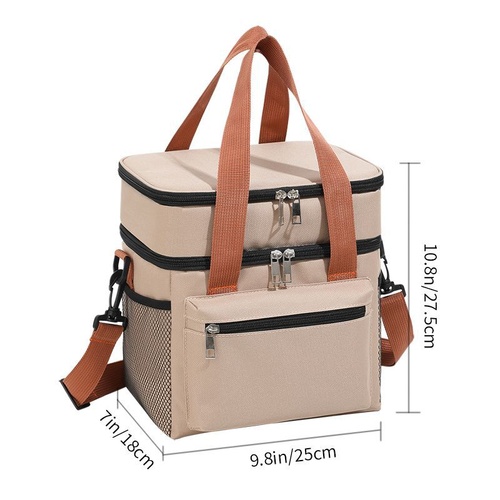 Beige Waterproof Insulated Lunch Bag - Leakproof Thermal Cooler for Food and Drinks - Main Image