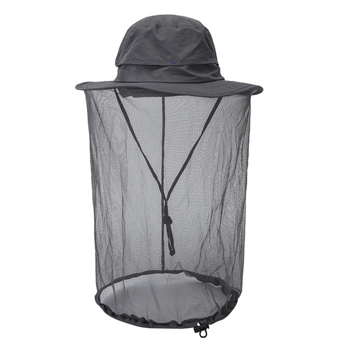 Grey Outdoor Mosquito Net Hat - Sun Protection and Insect Repellent Bucket Hat - Main Image