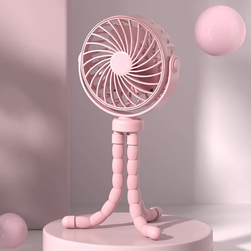Pink Mini Portable Baby Stroller Fan with Flexible Tripod - Main Image