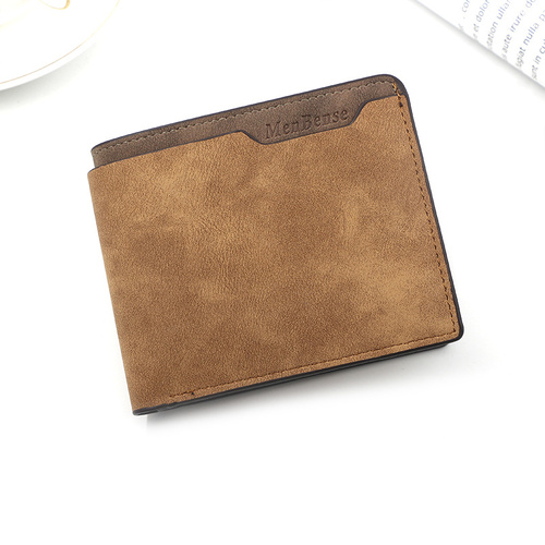 Light Brown Men's Genuine Leather Bifold Wallet - Compact Design with Multiple Card Slots - Main Image