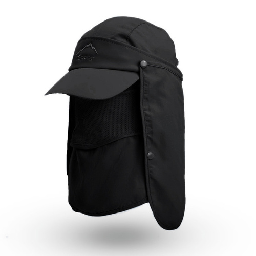 Black UV Protection 4-in-1 Outdoor Sun Hat with Removable Flaps - Main Image