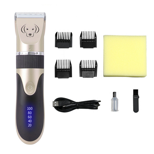 Gold Rechargeable Pet Hair Clipper with Adjustable Blades - Main Image