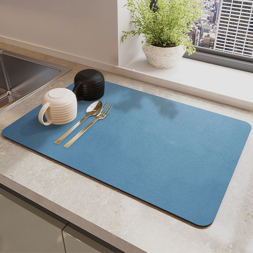 Blue Waterproof Quick-Dry Kitchen Mat - Non-Slip Rubber Base, Absorbent Technology Fabric, 4mm Thick - Main Image