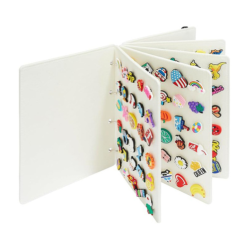 White Felt Storage Book for Shoe Charms and Pin Collectibles, Durable Organizer - Main Image