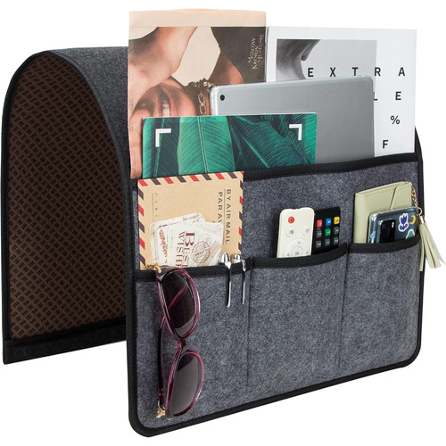 Dark Grey Felt Couch Armrest Organizer - Multifunctional Storage Pouch - Main Image