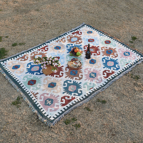 Light-colored Geometry Bohemian Style Outdoor Picnic Blanket - 130*180cm Decorative Throw - Main Image