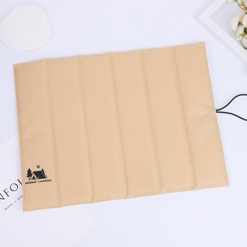 Beige Portable Outdoor Folding Seat Cushion - 42cm x 32cm for Camping and Hiking - Main Image