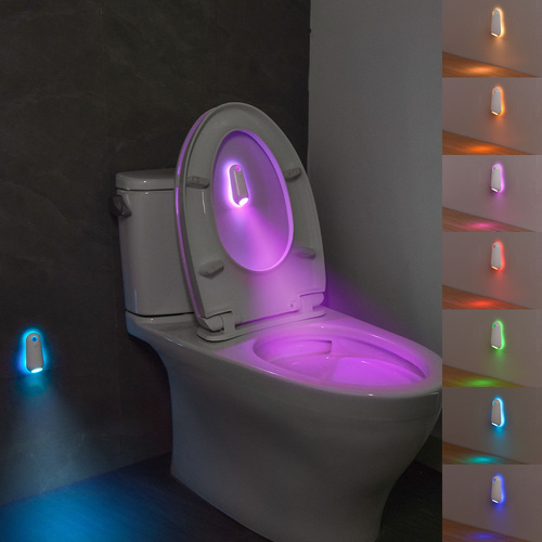 LED Motion Sensor Toilet Night Light - 8-Color Adjustable Glow with Modern Design - Main Image