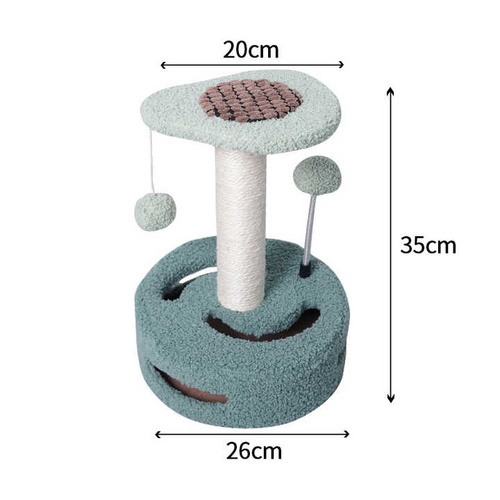 Avocado Interactive Cat Scratching Post with Playful Ball Toys, Flower Design - 35cm Height, 26cm Base - Main Image