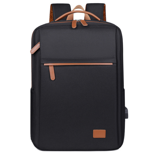 Black Minimalist USB Charging Laptop Backpack - Elegant and Spacious Travel Bag - Main Image