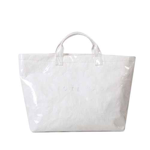 White Trendy Waterproof Tote Bag - Lightweight and Durable Carryall - Main Image