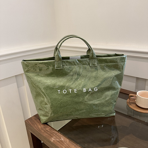 Green Trendy Waterproof Tote Bag - Lightweight and Durable Carryall - Main Image