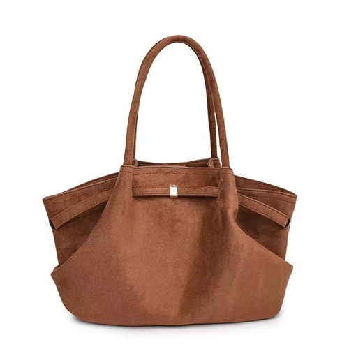 Dark Brown Elegant Suede Tote Bag - Soft and Stylish Handbag for Everyday Use - Main Image