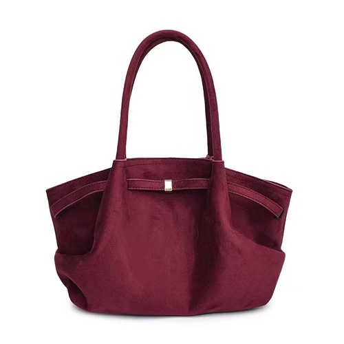 Purple-red Elegant Suede Tote Bag - Soft and Stylish Handbag for Everyday Use - Main Image