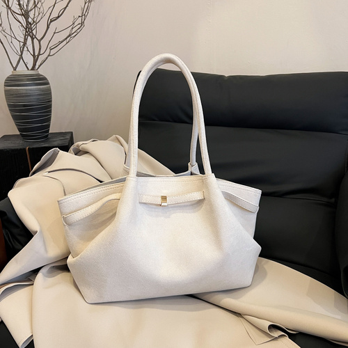 Beige Elegant Suede Tote Bag - Soft and Stylish Handbag for Everyday Use - Main Image