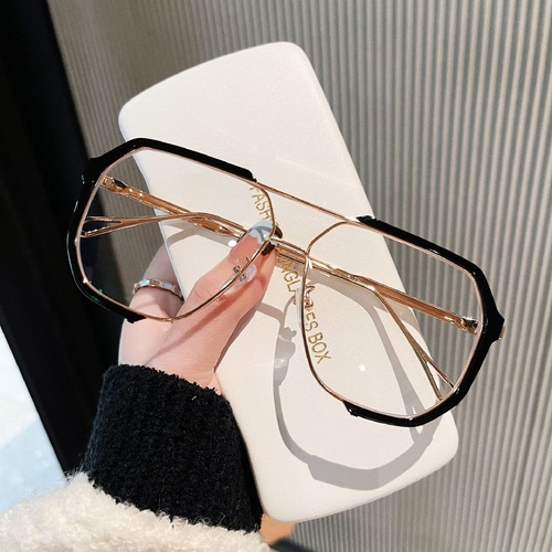 Black Frame White Tablets Unisex Oversized Aviator Metal Frame Sunglasses - Retro Fashion Eyewear with AC Lenses - Main Image