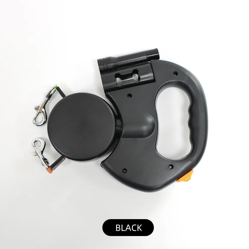 Black Dual Retractable Dog Leash | 2-in-1 Automatic Pet Leash for Walking Two Dogs Simultaneously - Main Image