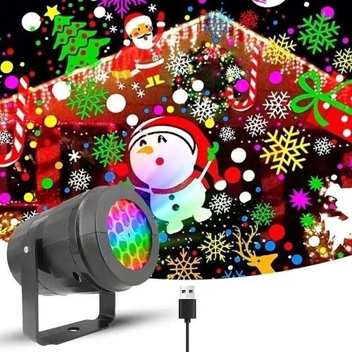 LED Snowflake Projector Light - 7-Color Rotating Christmas & Holiday Decoration Laser Stage Light, 16 Patterns for Festive Decor - Main Image