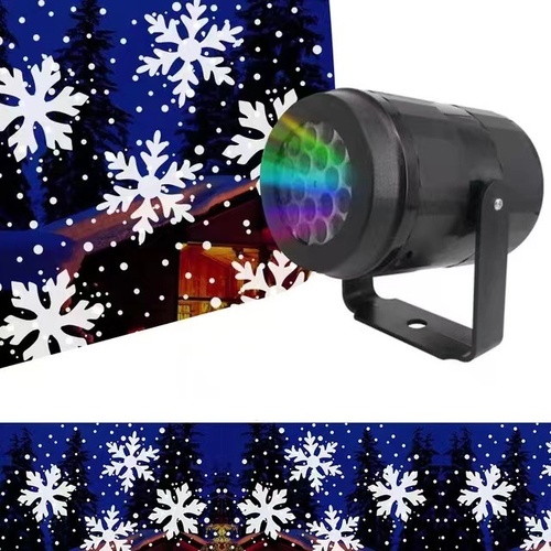 LED Snowflake Projector Light - 7-Color Rotating Christmas & Holiday Decoration Laser Stage Light, 16 Patterns for Festive Decor - Main Image