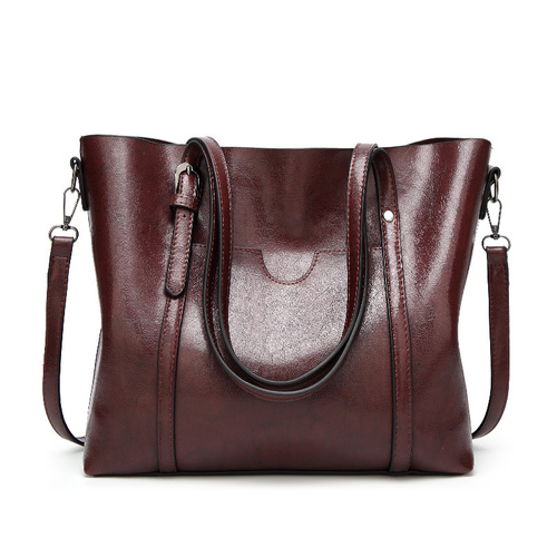 Dark Brown Fashionable Soft Leather Women's Handbag, Large Capacity Shoulder & Crossbody Tote, Casual Bucket Bag - Main Image