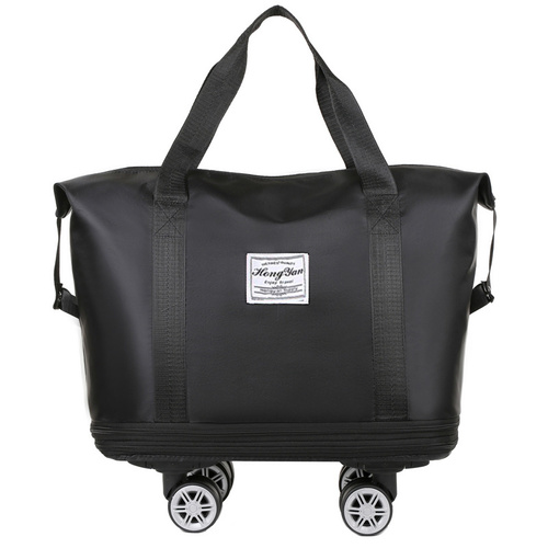 Black Large Capacity Travel Bag with Expandable Design, Waterproof & Wet-Dry Separation, 360° Spinner Wheels - Ideal for Students, Business, and Mater - Main Image