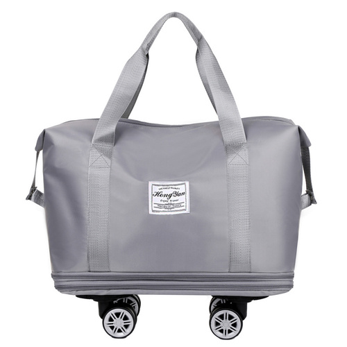 Grey Large Capacity Travel Bag with Expandable Design, Waterproof & Wet-Dry Separation, 360° Spinner Wheels - Ideal for Students, Business, and Matern - Main Image