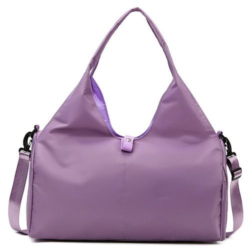 Purple Oxford Fabric Women's Shoulder Bag, Large Capacity Yoga & Gym Bag with Separate Shoe Compartment - Stylish & Functional Sport Bag - Main Image