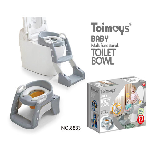 Grey Children's Toilet Trainer Seat – Foldable Potty Ladder with Color Box, Easy-to-Use Toilet Seat for Kids - Main Image