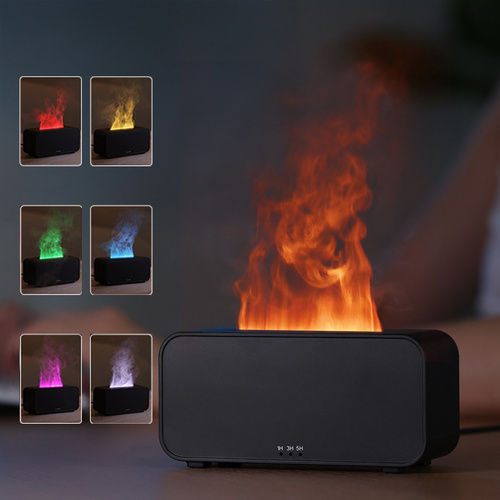 Black Timing Simulation Aroma Diffuser Usb Household Flame Humidifier Aromatherapy Machine Spray Air Flame Humidifier Diffuser - Main Image