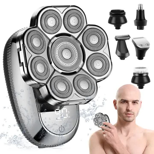 New Digital Display 9-Blade Electric Shaver – 6-in-1 Rechargeable Head Shaver & Grooming Kit for Smooth Shaving and Haircutting - Main Image