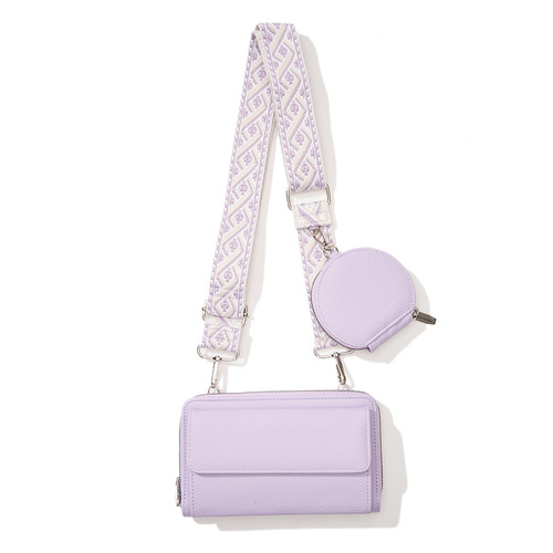 Light Purple 2-piece combination new mobile phone shoulder bag niche design one-shoulder messenger bag mobile phone bag multi-function wide shoulder s - Main Image