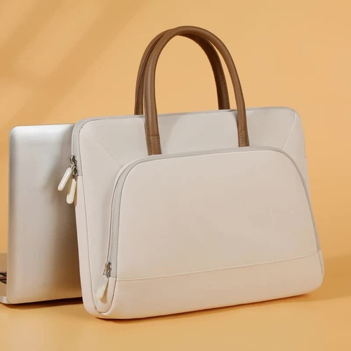 Beige Simple & Stylish Laptop Bag - Elegant Notebook Carrier for Students, Professionals, and Gift Purposes - Main Image