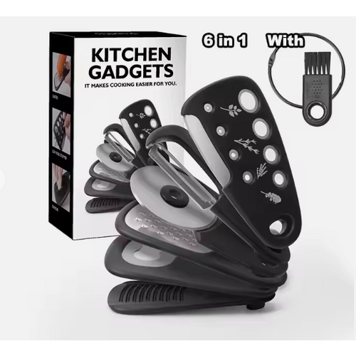 Stackable Kitchen Tool Set - Multi-Function Grater, Herb Cutter, Garlic Press, Can Opener, Cheese Grater, Pizza Cutter & Spice Set - Main Image