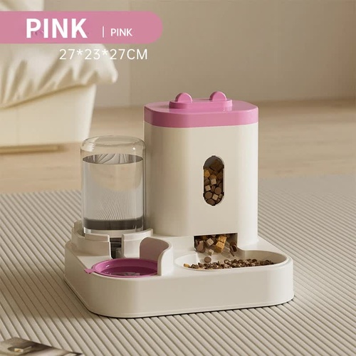 Pink Automatic Pet Feeder and Water Dispenser - Smart Dog Bowl & Cat Feeder, Universal Pet Feeding Station, Electric Pet Water Fountain - Main Image