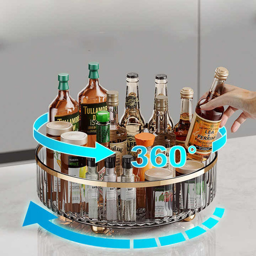 Transparent Luxury Rotating Storage Rack – Transparent Spice Organizer & Condiment Holder for Kitchen and Living Room, Desktop Rotating Tray for Effic - Main Image