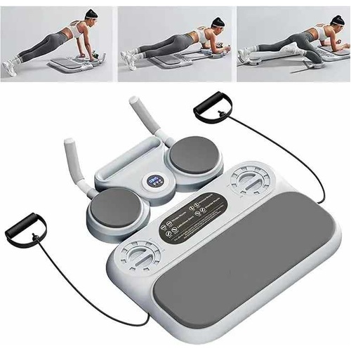 Grey 6-in-1 Multifunctional Fitness Board – Ab Wheel, Automatic Rebound, Fat Burning and Core Strengthening Home Workout Equipment - Main Image