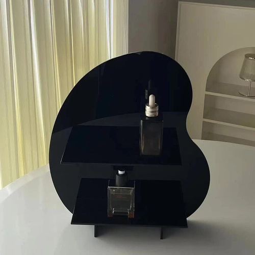 40*36*10cm Black Acrylic Desktop Storage Organizer - Christmas Aromatherapy Display Shelf for Cosmetics, Candles, and Decorative Items - Main Image