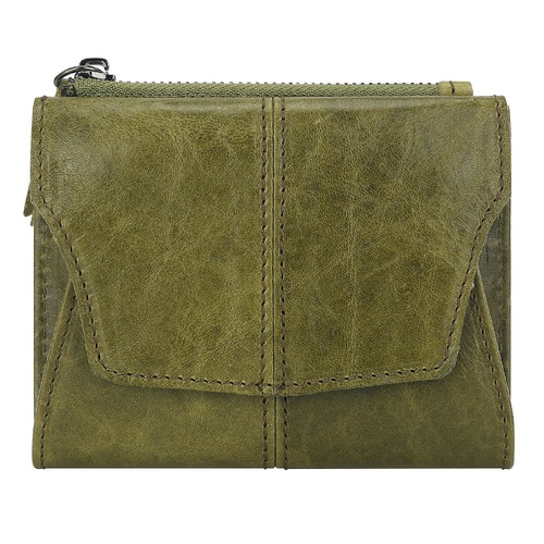Olive Green Genuine Leather Women's Wallet - Multifunctional Coin & Card Holder, Fashionable Card Box in Top-Grade Cowhide - Main Image