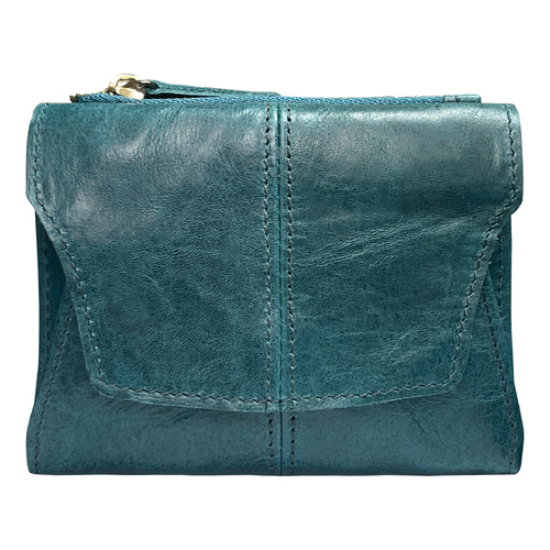 Ocean Blue Genuine Leather Women's Wallet - Multifunctional Coin & Card Holder, Fashionable Card Box in Top-Grade Cowhide - Main Image