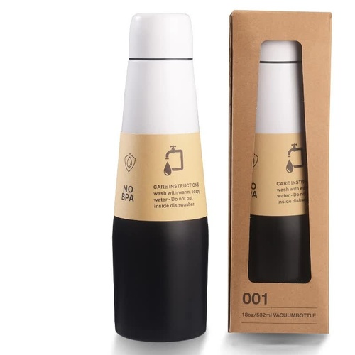 Black Whiten Gradient High-Quality Gradient Color Insulated Water Bottle - 304 Stainless Steel Vacuum Cup, Large Capacity, Portable Sports Bottle - Main Image