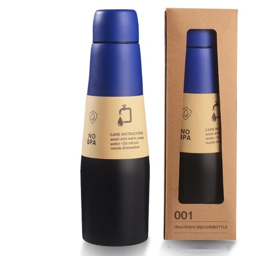 Black Blue Gradient High-Quality Gradient Color Insulated Water Bottle -304 Stainless Steel Vacuum Cup, Large Capacity, Portable Sports Bottle - Main Image