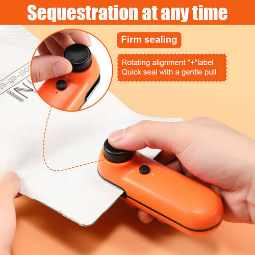 Orange Portable Mini Food Vacuum Sealer - Convenient Household Snack Bag Sealing Machine - Main Image